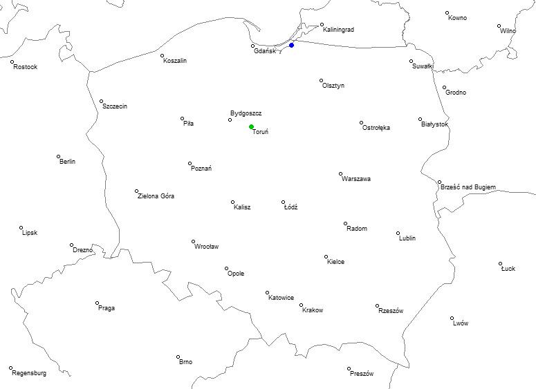 Toruń, kujawsko-pomorskie Frombork, warmińsko-mazurskie